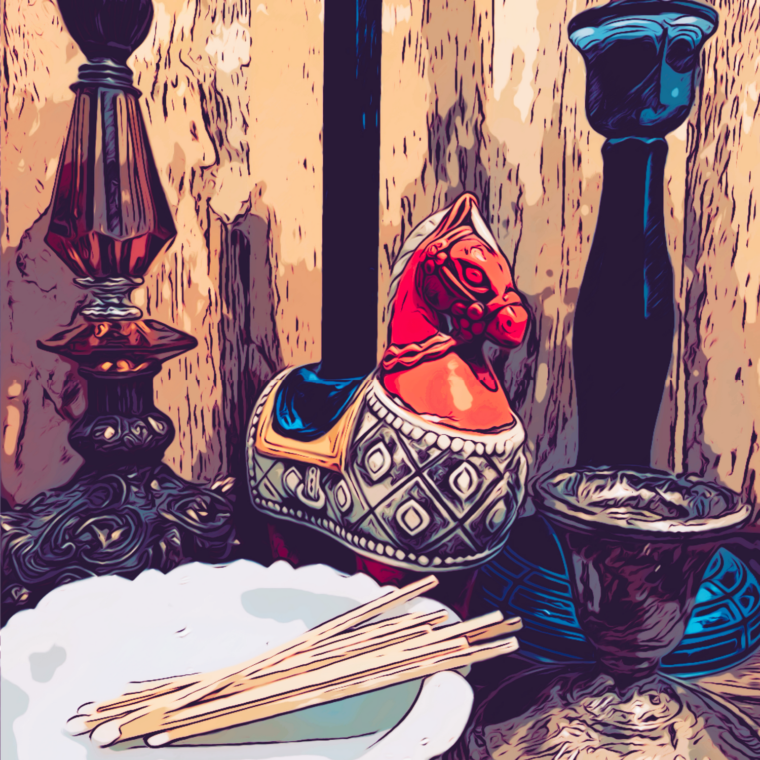 colorful candlesticks and matches